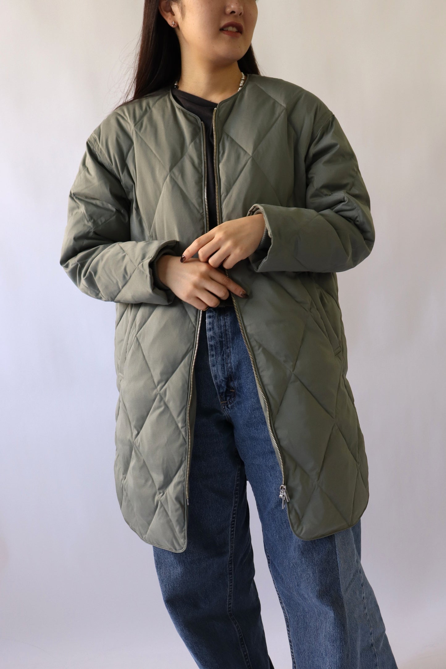 【ACUTA】ストレッチタフタ袖リブダウンコート