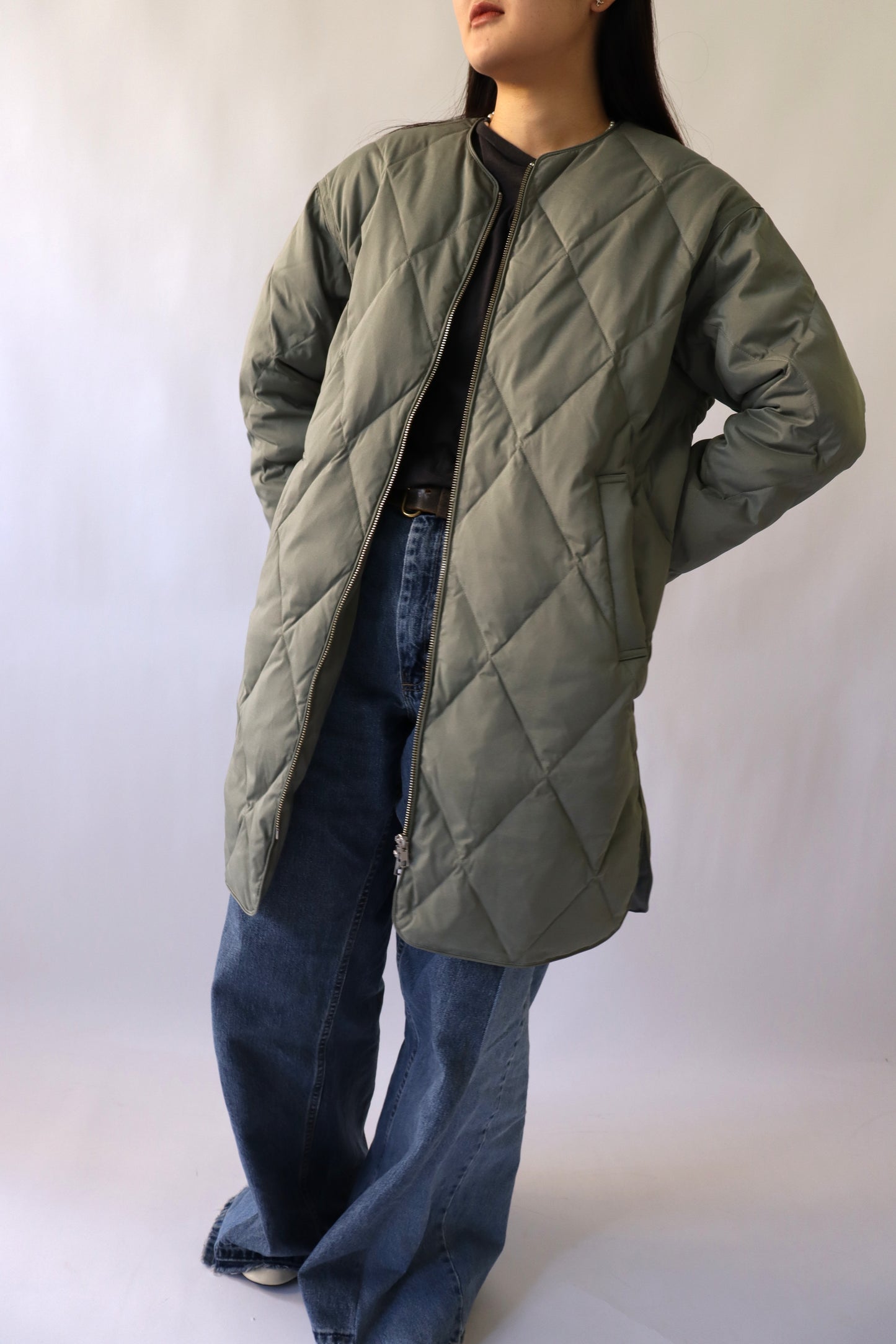 【ACUTA】ストレッチタフタ袖リブダウンコート