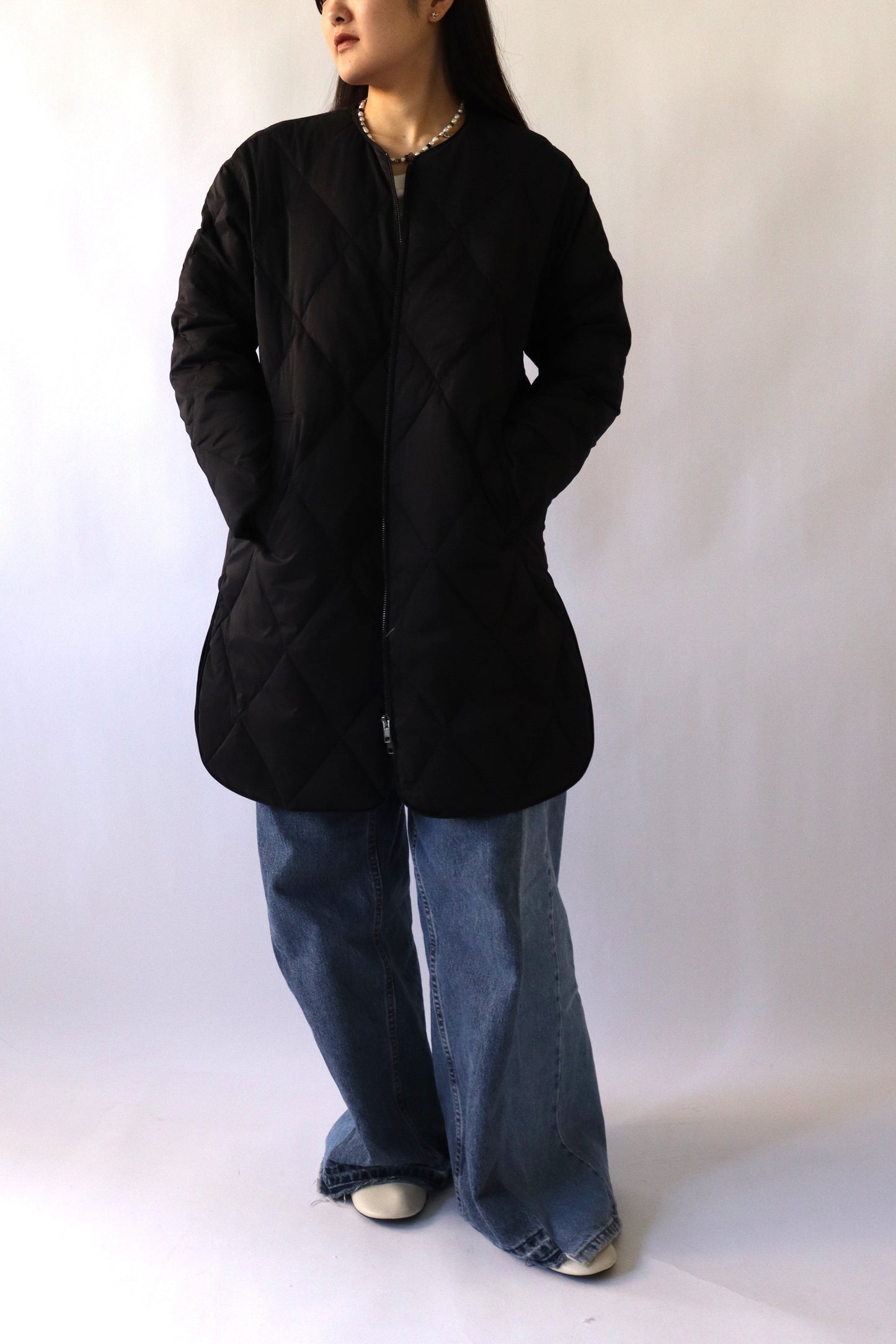 【ACUTA】ストレッチタフタ袖リブダウンコート