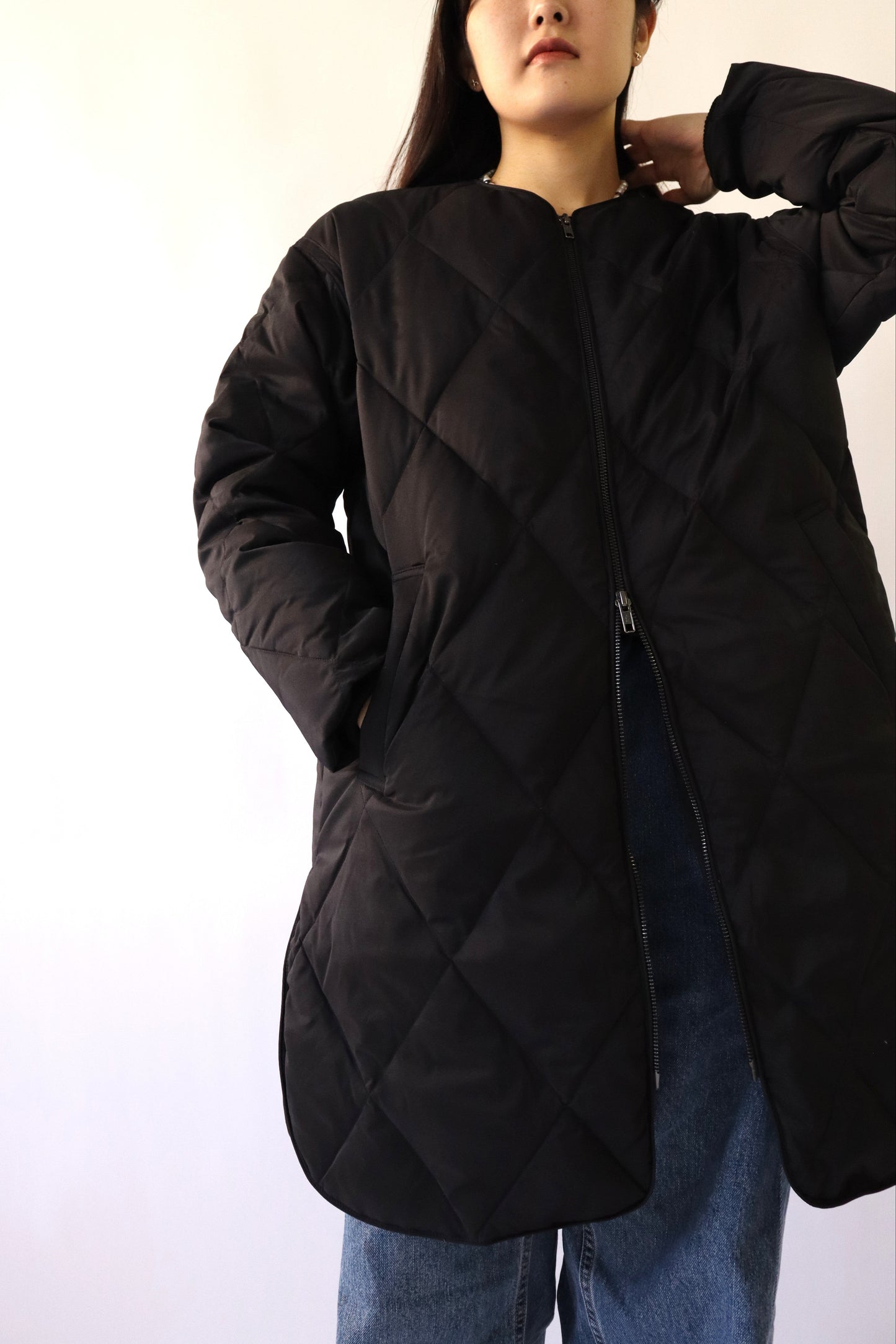 【ACUTA】ストレッチタフタ袖リブダウンコート