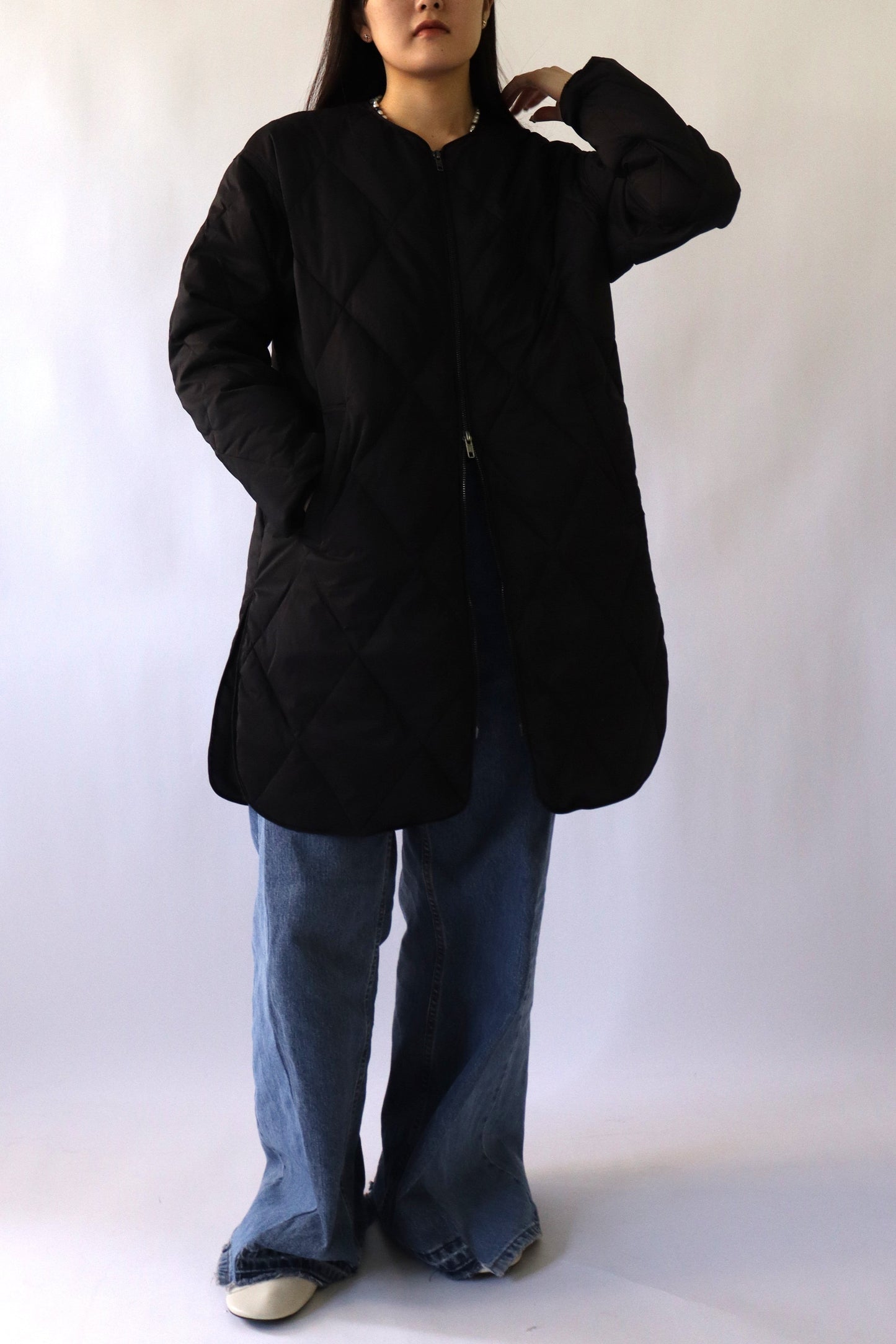 【ACUTA】ストレッチタフタ袖リブダウンコート