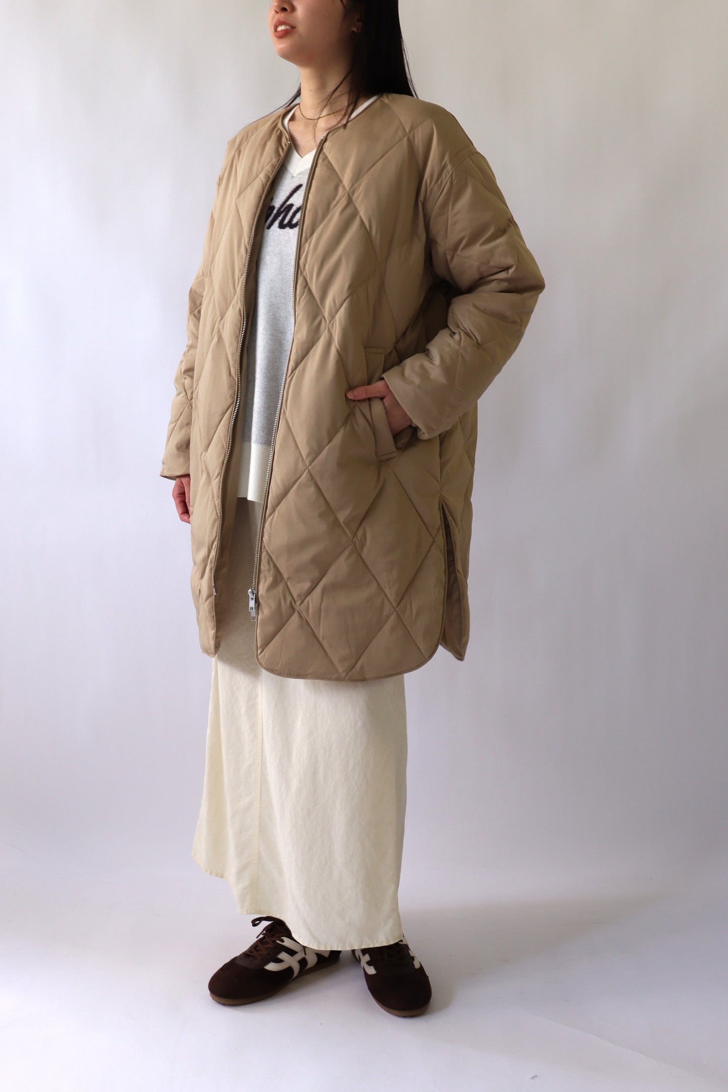 【ACUTA】ストレッチタフタ袖リブダウンコート