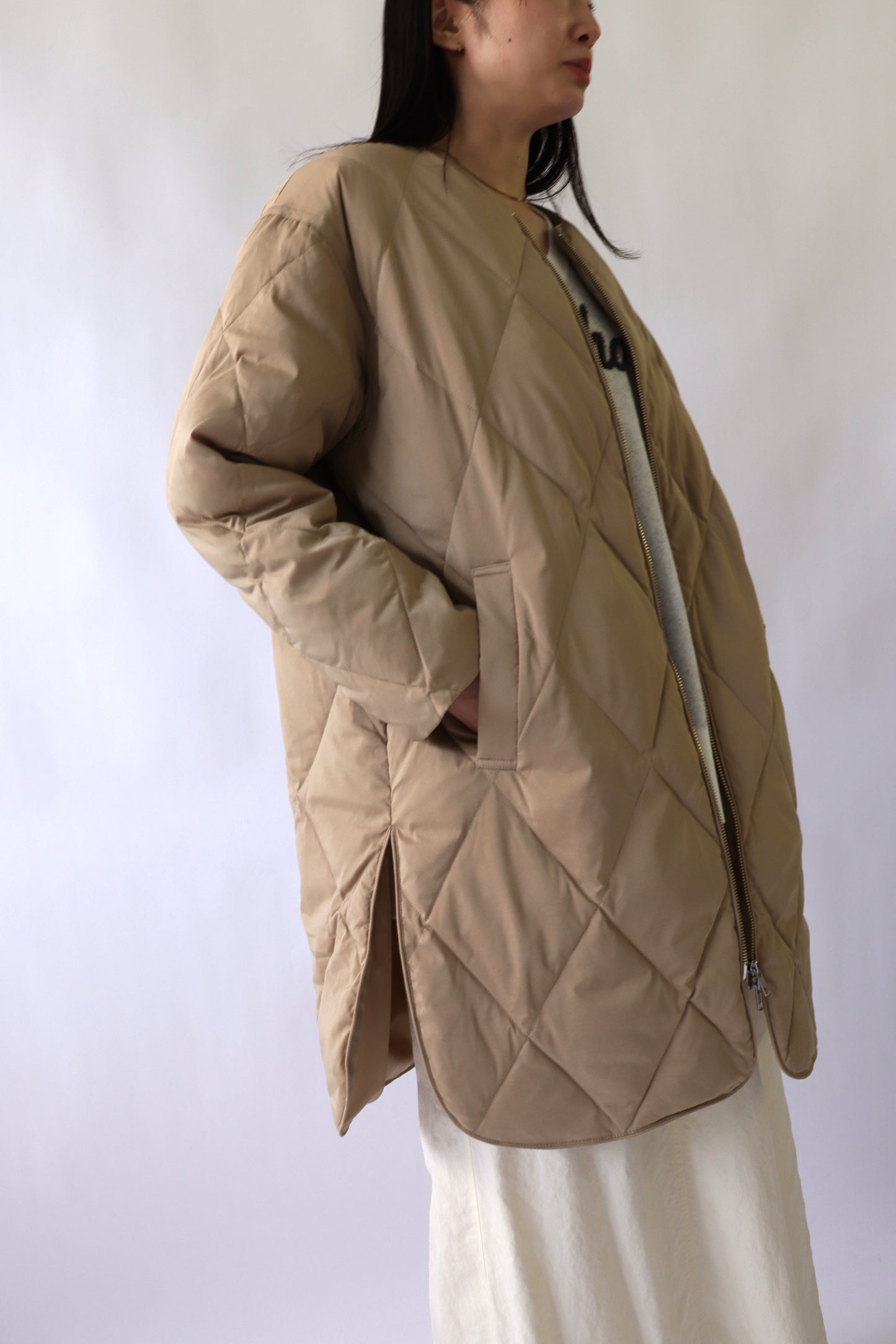 【ACUTA】ストレッチタフタ袖リブダウンコート