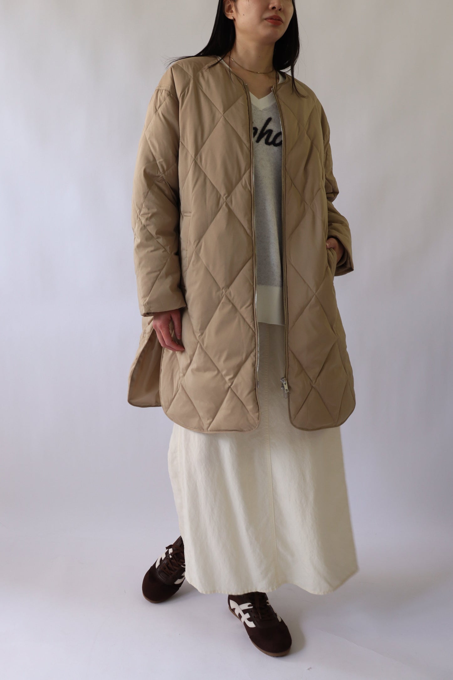 【ACUTA】ストレッチタフタ袖リブダウンコート