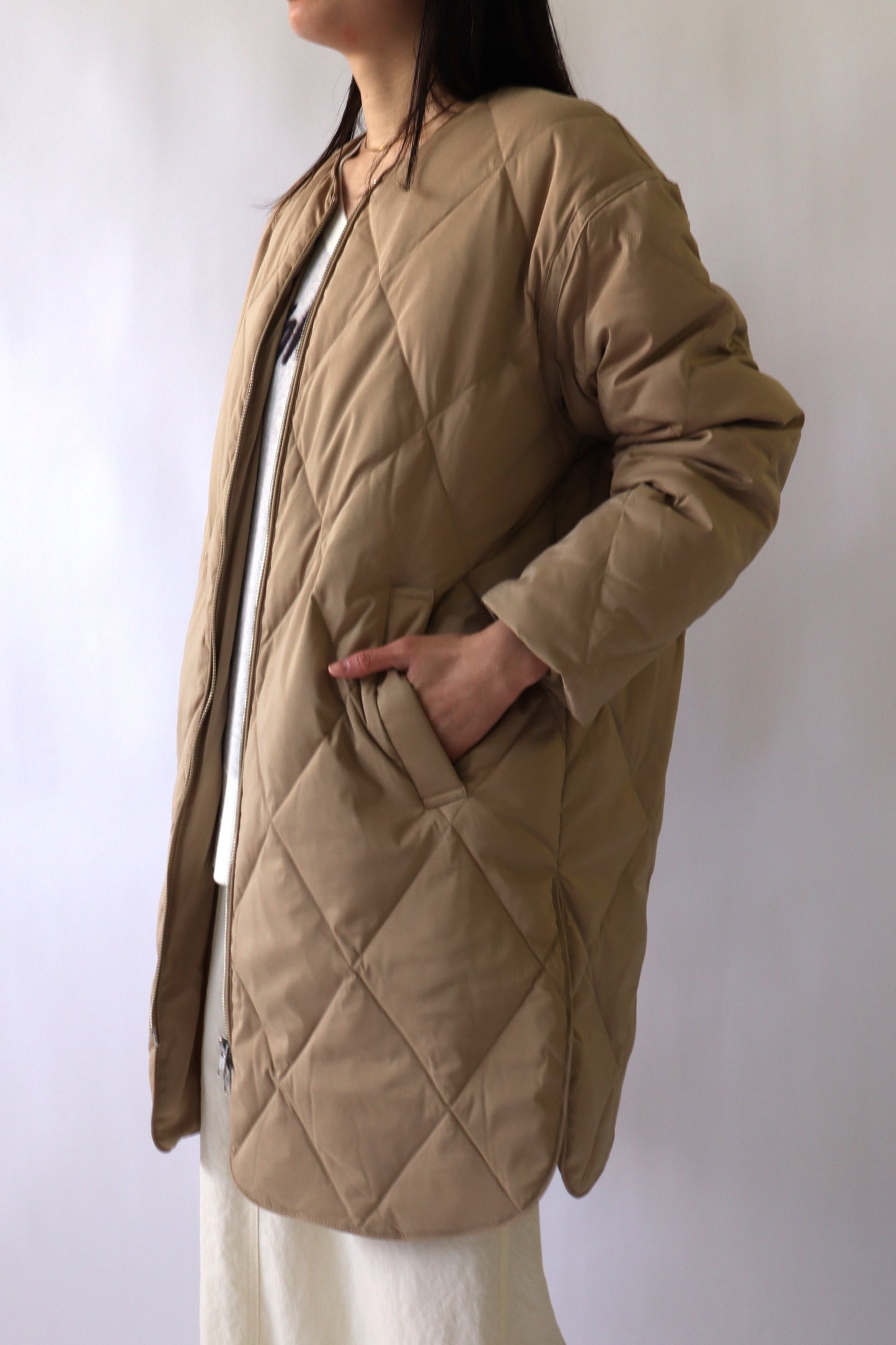 【ACUTA】ストレッチタフタ袖リブダウンコート