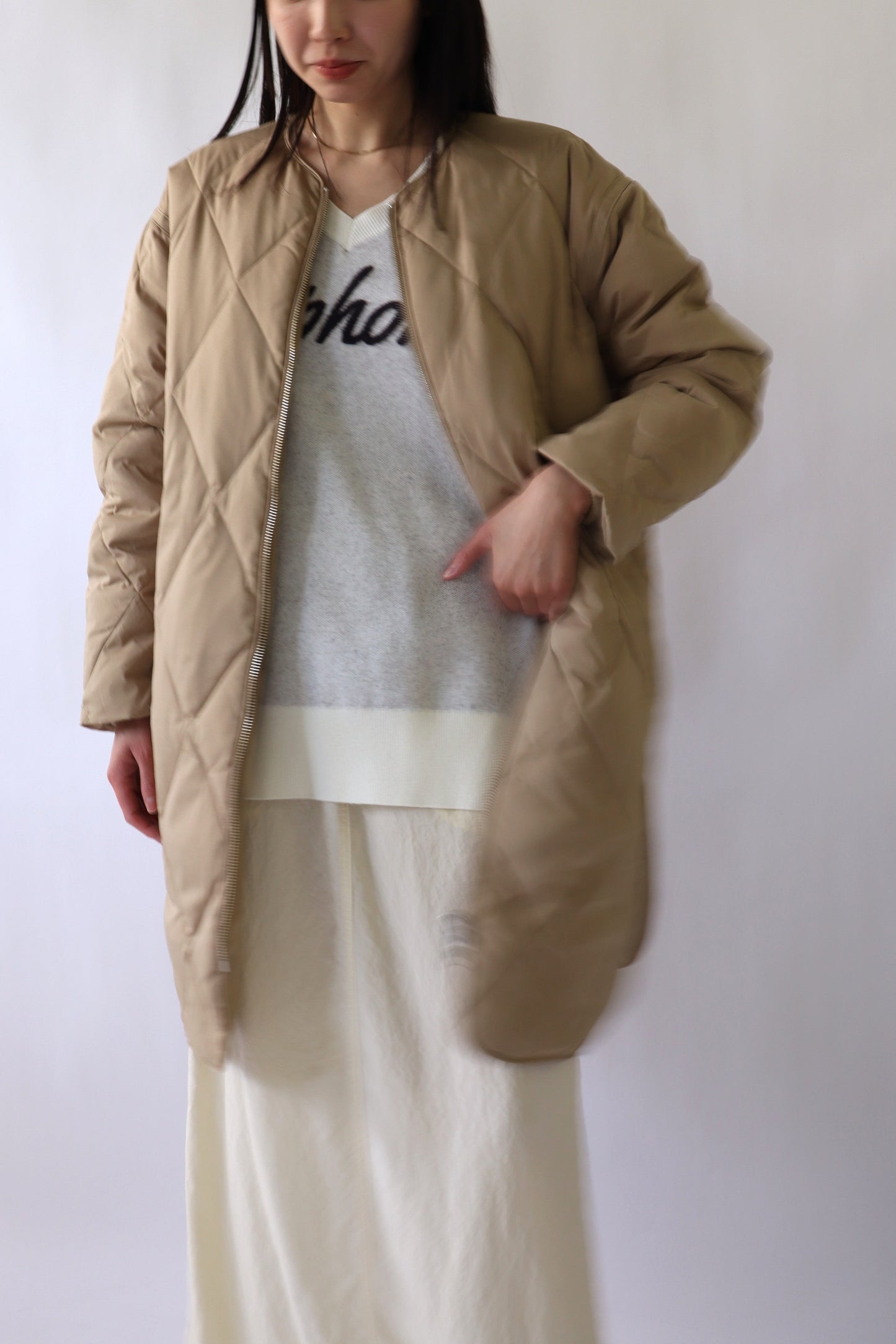 【ACUTA】ストレッチタフタ袖リブダウンコート