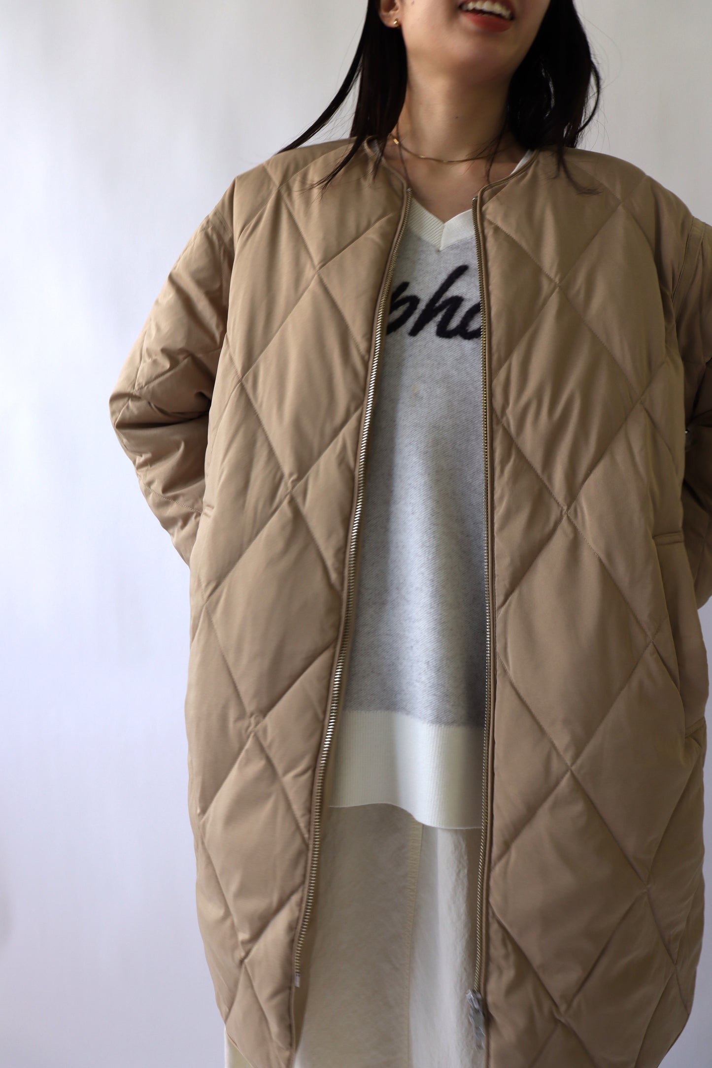 【ACUTA】ストレッチタフタ袖リブダウンコート