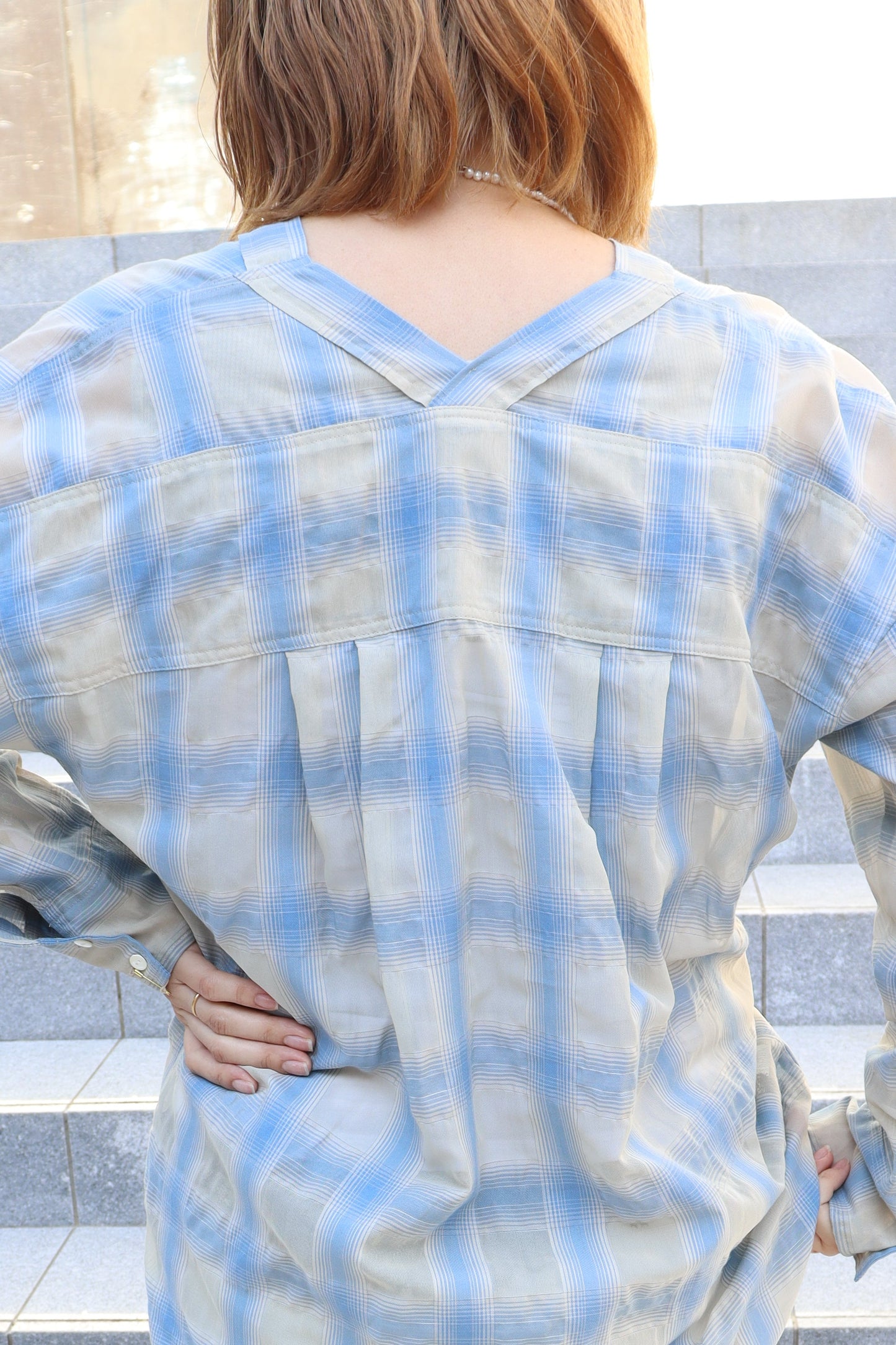 【ACUTA】 【PRE ORDER】シアーチェックカラーレスシャツ