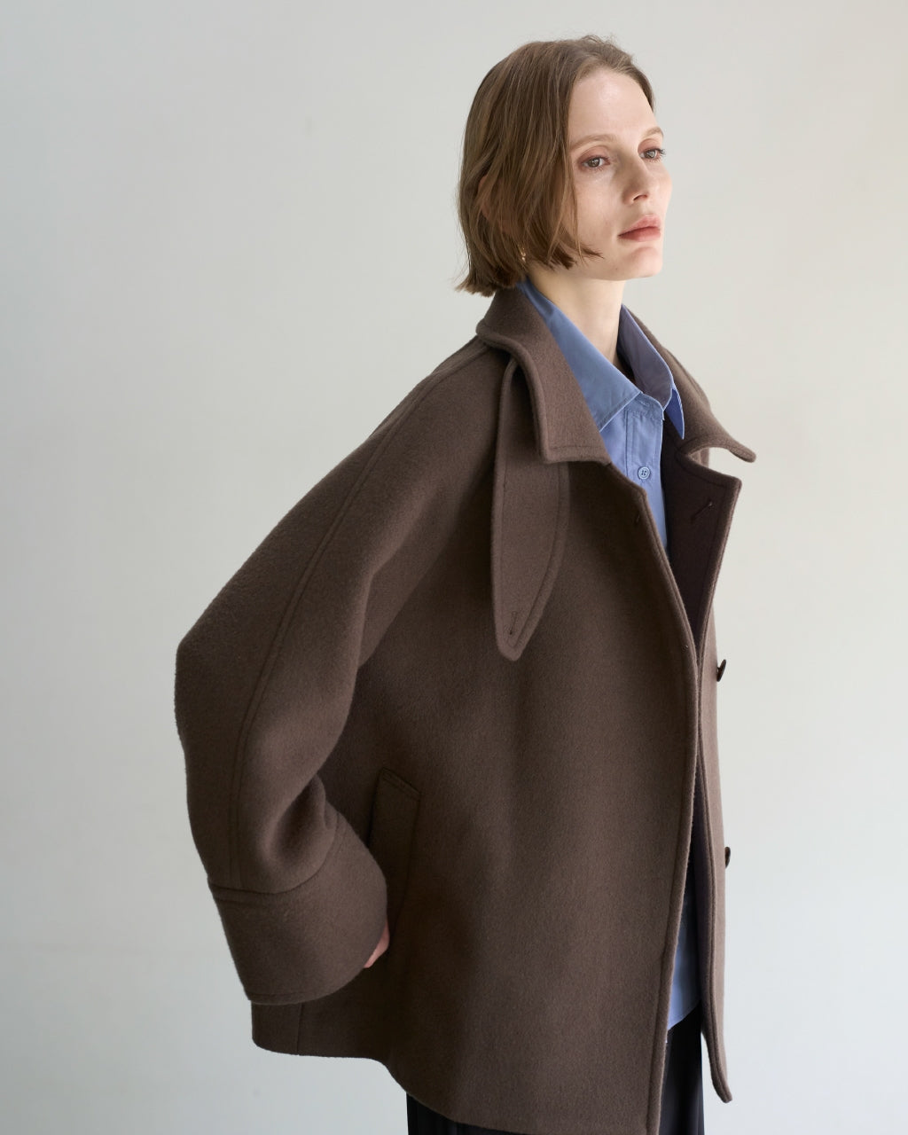 【ACUTA】ラグランスリーブWOショートコート