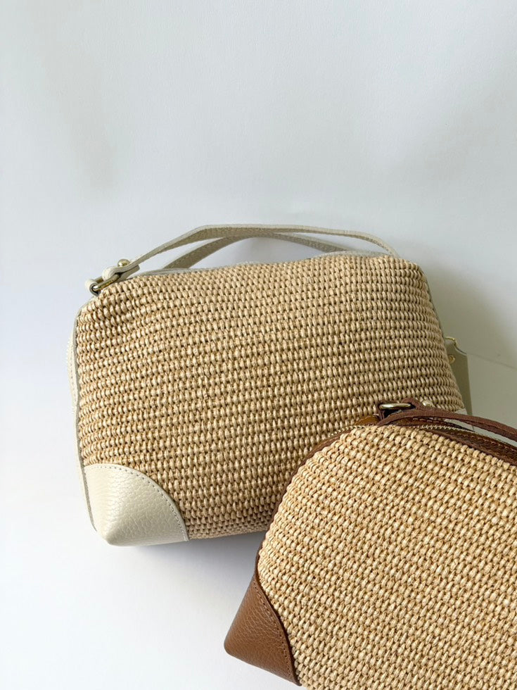 【MILLELA  FIRENZE】ラフィア×レザー2WAYバッグ